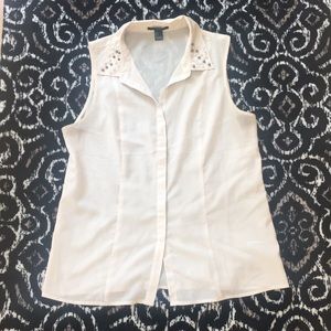 Off white button up top